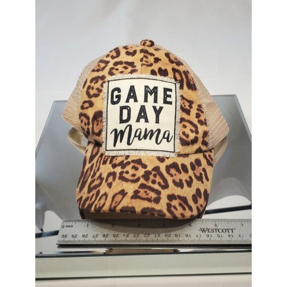 Southern Junkie Game Day Mama Baseball Cap Hat Leopard Mesh Strapback - Picture 7 of 8